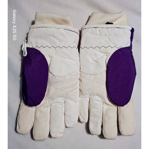 Vintage Gates Ladies Snow Gloves Purple & White Triad Insulated Large Nylon Poly - Picture 2 of 6